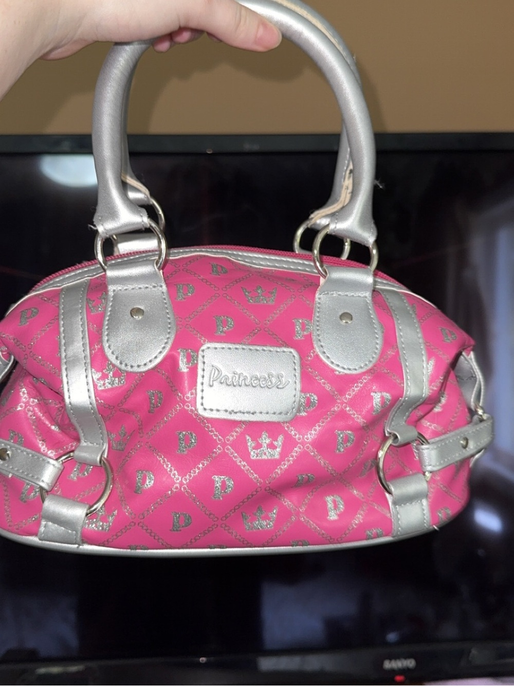Prince Hot Pink Mini Satchel with Silver Trim